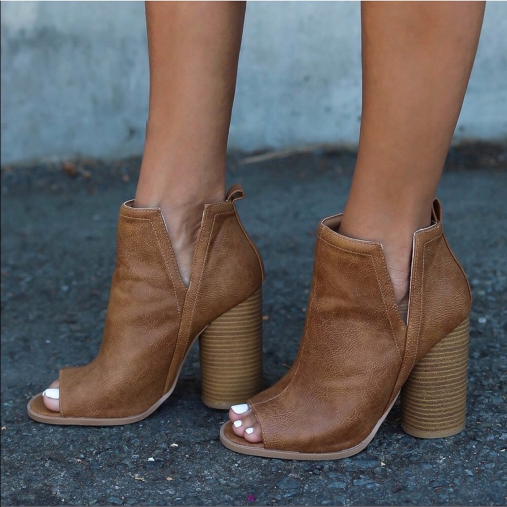 🆕 Cognac Open Toe Bootie Sz6 / No Box - Picture 4 of 7